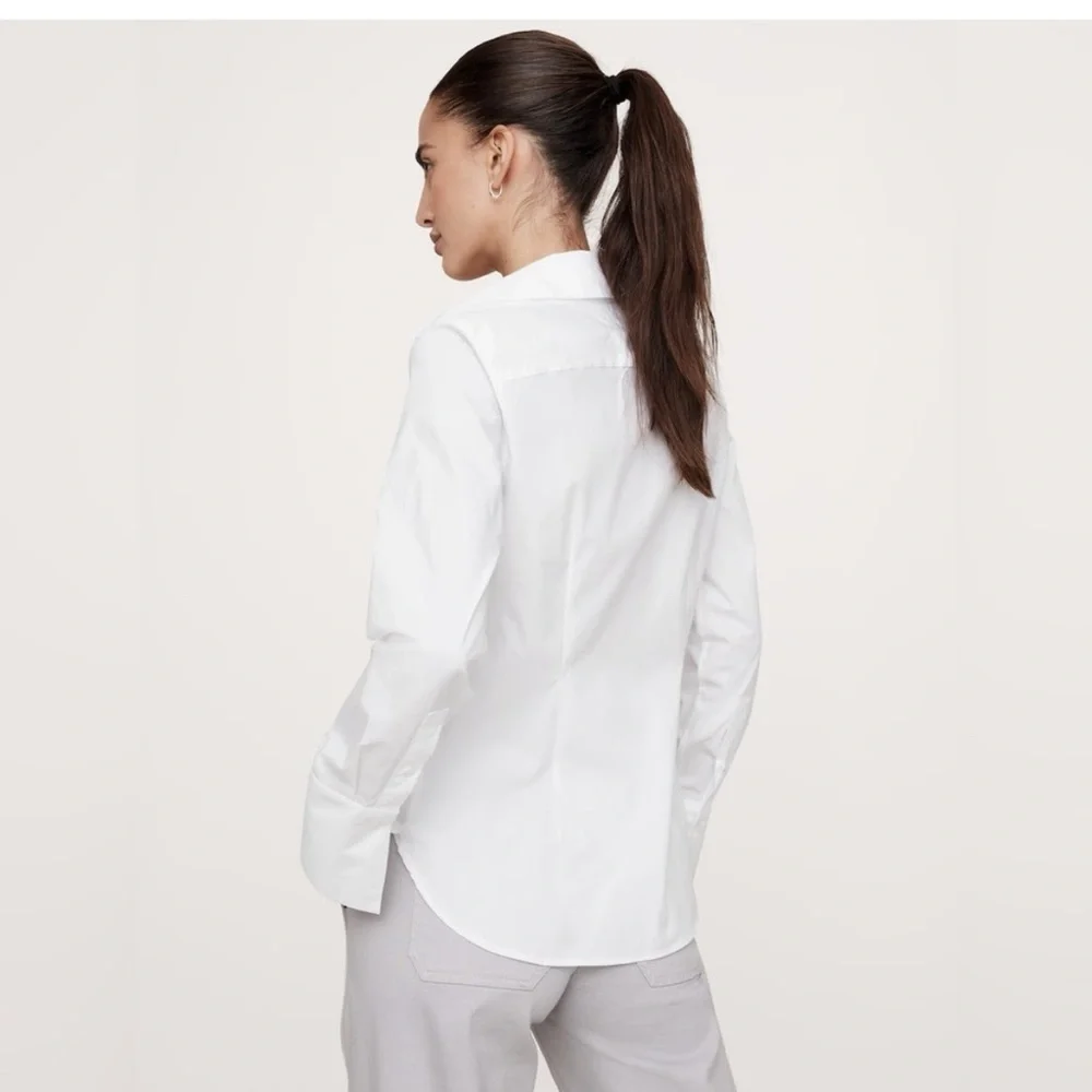 Banana Republic White Riley II Tailored Shirt - Size 10 - Picture 3 of 7